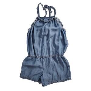 Crazy 8 Girls Chambray Romper Size 10 Kids Summer Blue Shortall Sleeveless